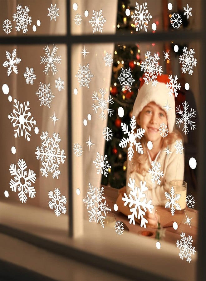 PPRAFDD 320 Pcs 10 Sheets Christmas Window Clings, Christmas Window Stickers, White Snowflake Window Decals, Double-Sided Reusable Winter Window Decoration Stickers for Holiday, Party Supplies - Image 4